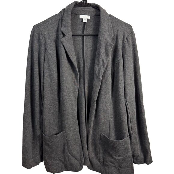 J. JILL Ponte Open Front Knit Jacket Blazer Cardigan Gray Small S Career EUC - Picture 1 of 5
